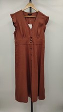 Quince Women Vintage Wash Tencel Button Front Midi Dress Terracotta M