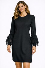 Vince Camuto $119 Black Long Sleeves Stretch Dress Size M New With Tags NWT