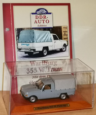 Seltener Atlas  DDR Wartburg 353 W Pick-Up  1:43 mit Datenblatt  in PC Vitrine.
