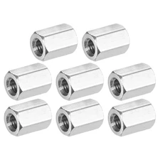 8-Pack M4 x 0.7 Hex Coupling Nuts, 10mm 304 Stainless Steel Threaded Connector