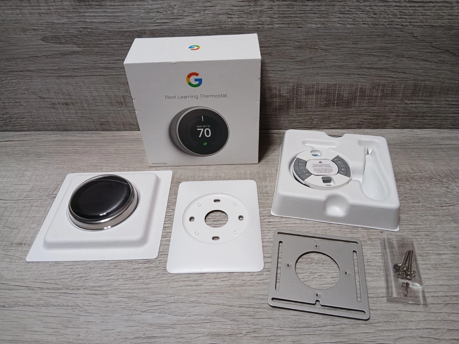 Google Nest T3007ES Wi-Fi Learning Thermostat - Stainless Steel New Open Box