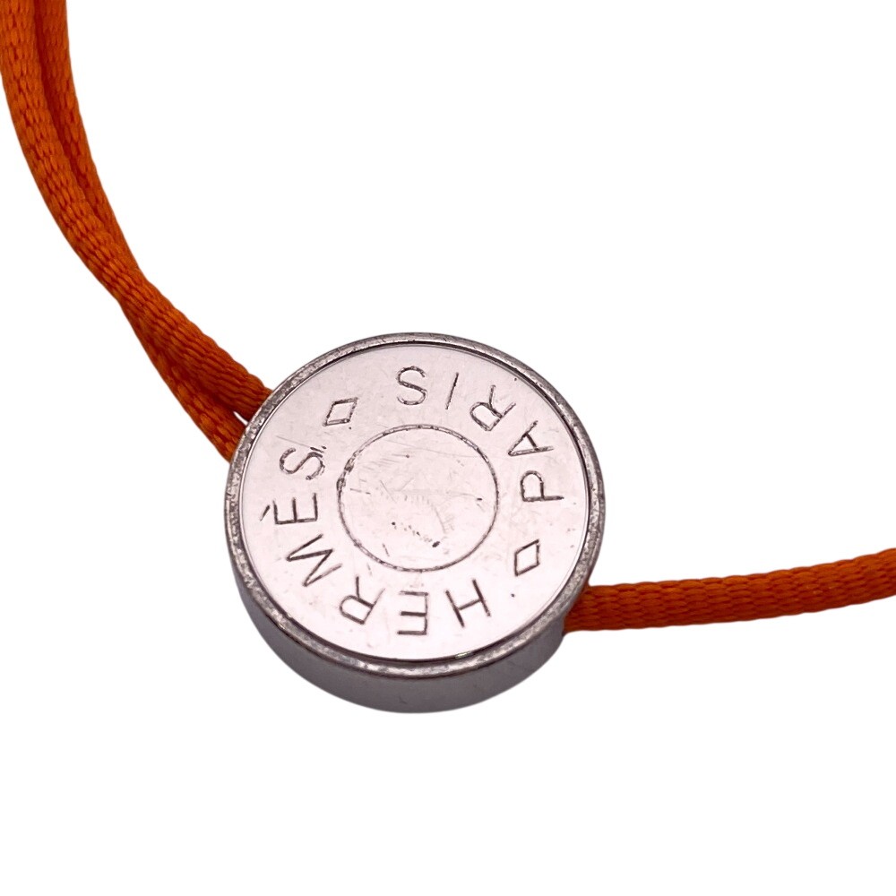 HERMES button metal Serie Code bracelet Orange me… - image 2