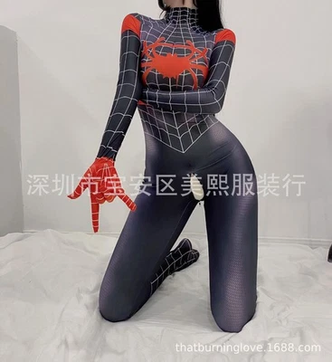 Miles Morales Spider-man Jumpsuit Women Cosplay Costume Halloween Party Props - Image 1 of 4