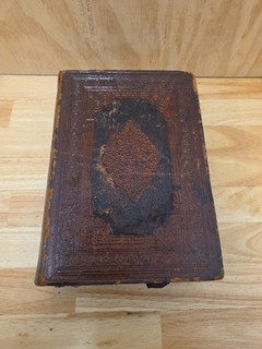 Antique Russian Orthodox Bible Leather Bishop Altar Archpriest Signed Vladimir