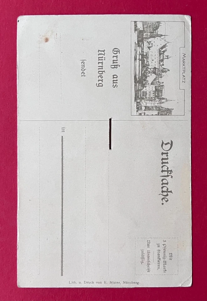 Klapp Litho AK NÜRNBERG in Bayern um 1907 Fünfeckiger Turm Kaiserstall. ( 168290 - Bild 3 von 3