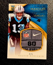 2014 Immaculate Kelvin Benjamin RC Jumbo Logo Tag Patch Swoosh/NFL Shield /5!!🔥
