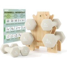 Kurzhantel Set 6x 1kg 2kg 3kg Gusseisen Hanteln mit Ständer Fitness Heimtraining