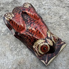 Metal Toy Owl Clicker Tin Litho Halloween NYE Vintage Noisemaker Noise Maker