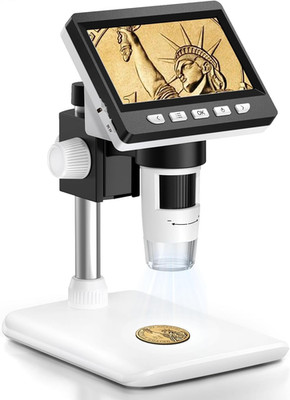 Digital Coin Microscope 1000X, 4.3'' LCD Coin Magnifier with Screen for Error