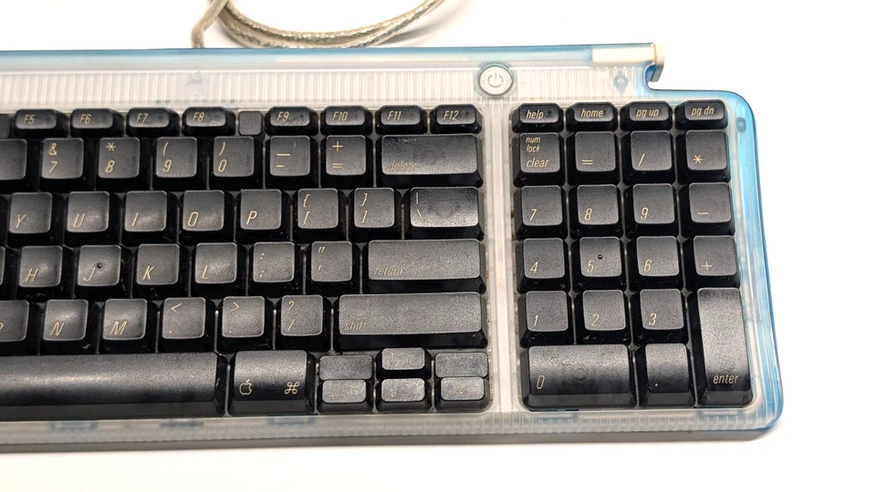 Apple USB Keyboard M2452 Blueberry Clear Vintage Mac G3 G4 Works Great - Image 3 of 4