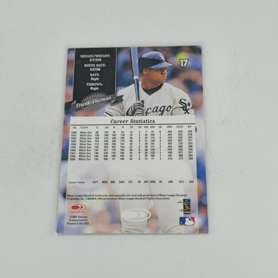 2001 Donruss 2000 Retroactive Frank Thomas #17 Chicago White Sox HOF - Image 2 of 2