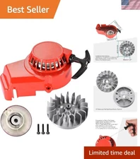 Sleek Red Alloy Pull Start Recoil with Flywheel for Optimal 2 Stroke Performance