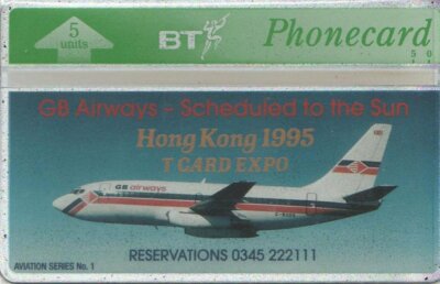 SEHR SELTENE BT GB AIRWAYS POSTFRISCHE TELEFONKARTE Hongkong 1995 T KARTE EXPO Aufdruck RRRR