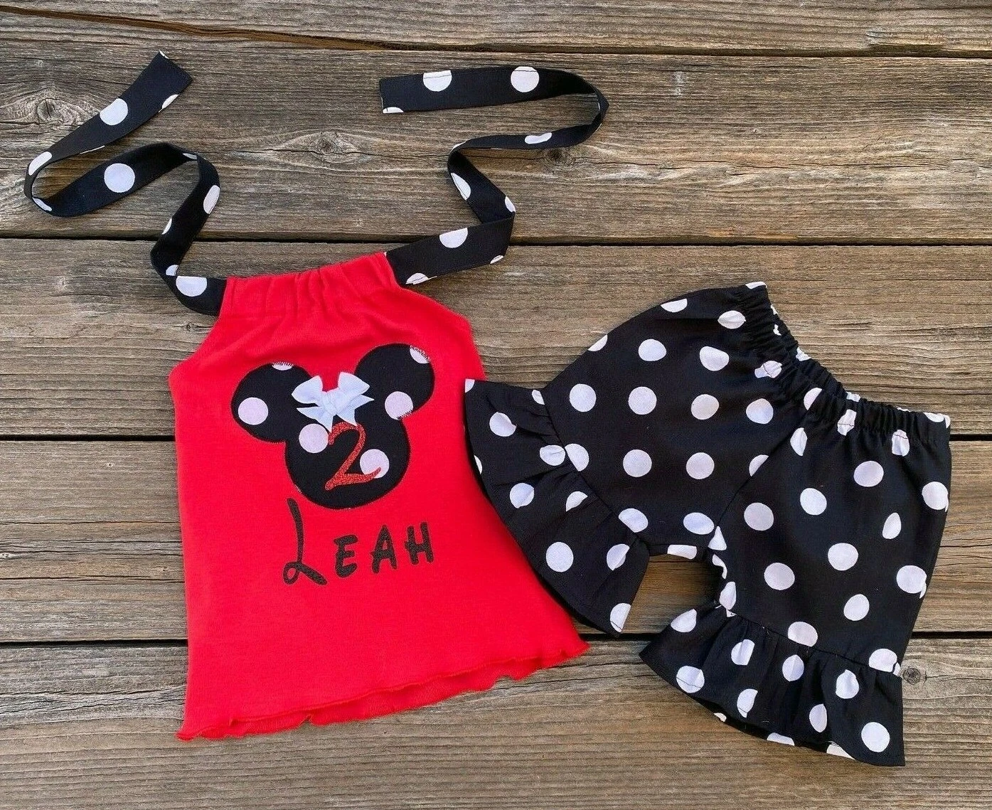 Personalized Minnie Mouse Birthday Girl Short Halter Top Outfit