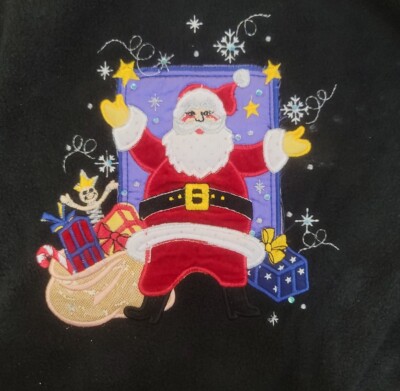 White Stag Womens 18/20  Christmas Embroidery Sequin Pullover  Fleece Sweater