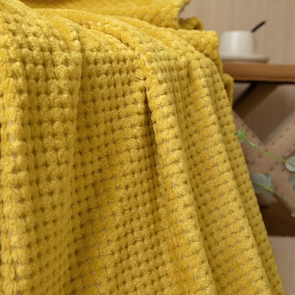 Fleece Throw Blanket Mustard Yellow Flannel Blanket for Couch Bed Cozy Winter eBay