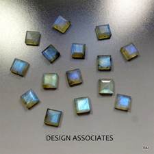 5 MM SQUARE CUT LABRADORITE RAINBOW EFFECT 3 PC SET