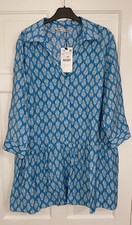 ZARA BLUE-WHITE FLORAL PRINTED SHORT SHIRT THE CARLY DRESS WITH RUFFLE SIZE XL