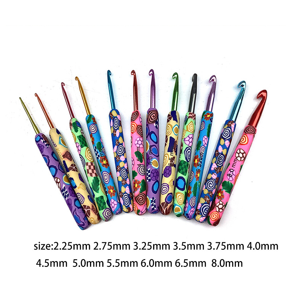 5 12pcs/set Ceramic Handle Aluminum Crochet Hooks Set for Weaving