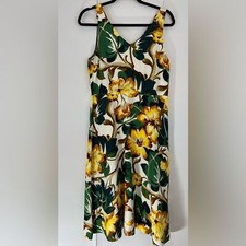 Ann Taylor Factory Floral Sleeveless Midi Summer Casual Linen Dress Size 6