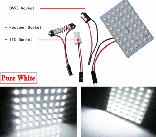 2 Pcs 48 SMD COB White Panel LED T10 Car Interior Panel Light Dome Lamp Bulbs - Bild 2 von 12