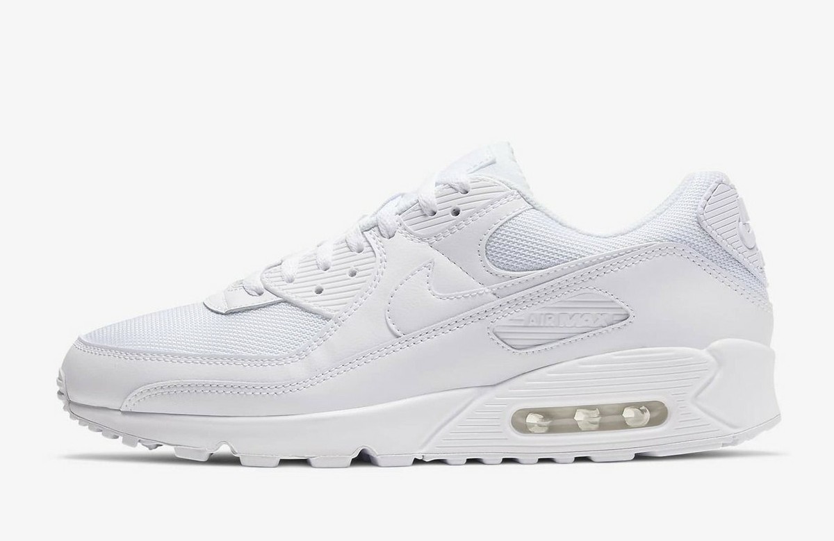 W Nike Air Max 90 Triple White AM90 Leather CQ2560 100 Women Shoe
