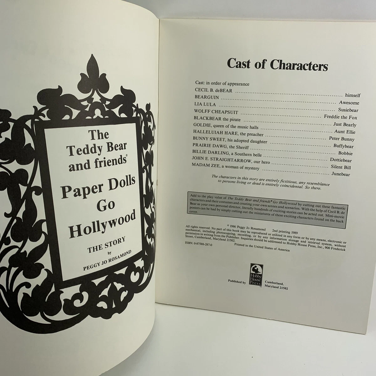 The Teddy Bear and Friends Paper Dolls Go Hollywood Gone With The Tidal  Wave Peg | eBay