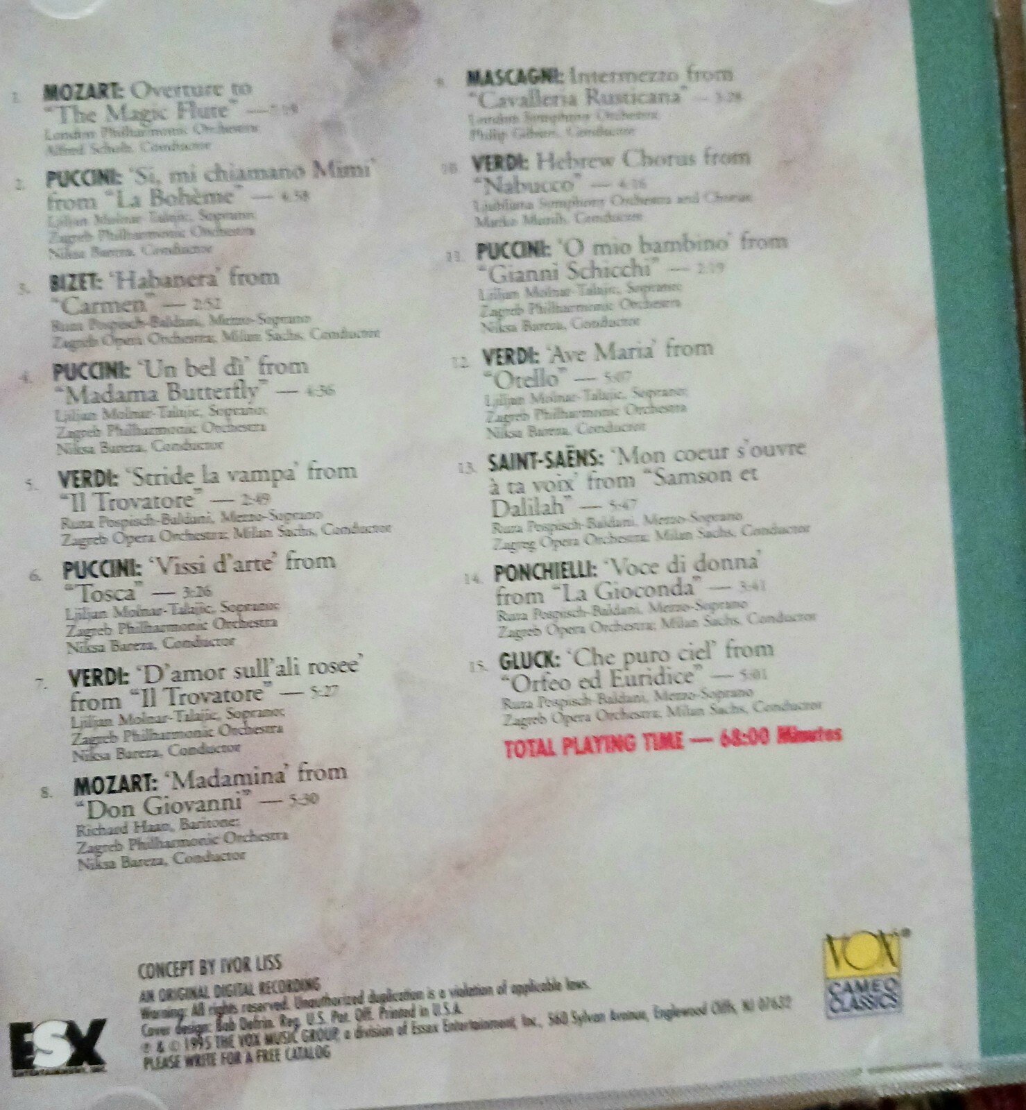 The Very Best of Opera CD Vintage 1995 Vox Cameo Classics ACD 8783 DDD ...