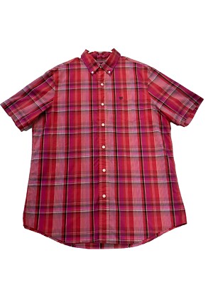 Chaps Shirt Mens L  Plaid Button Down Logo Easy Care Crest Multicolor Preppy