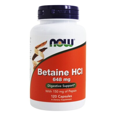 NOW Foods Betaine HCl, 120 Capsules