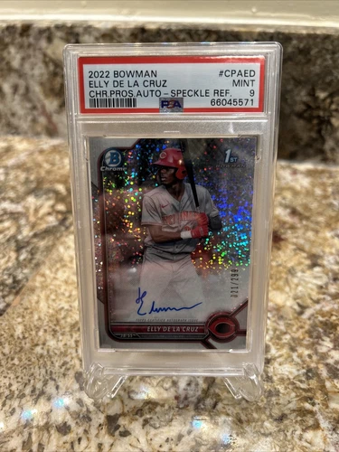 2022 Elly De La Cruz Bowman Chrome Speckle Refractor Auto /299 RC PSA 9 1st