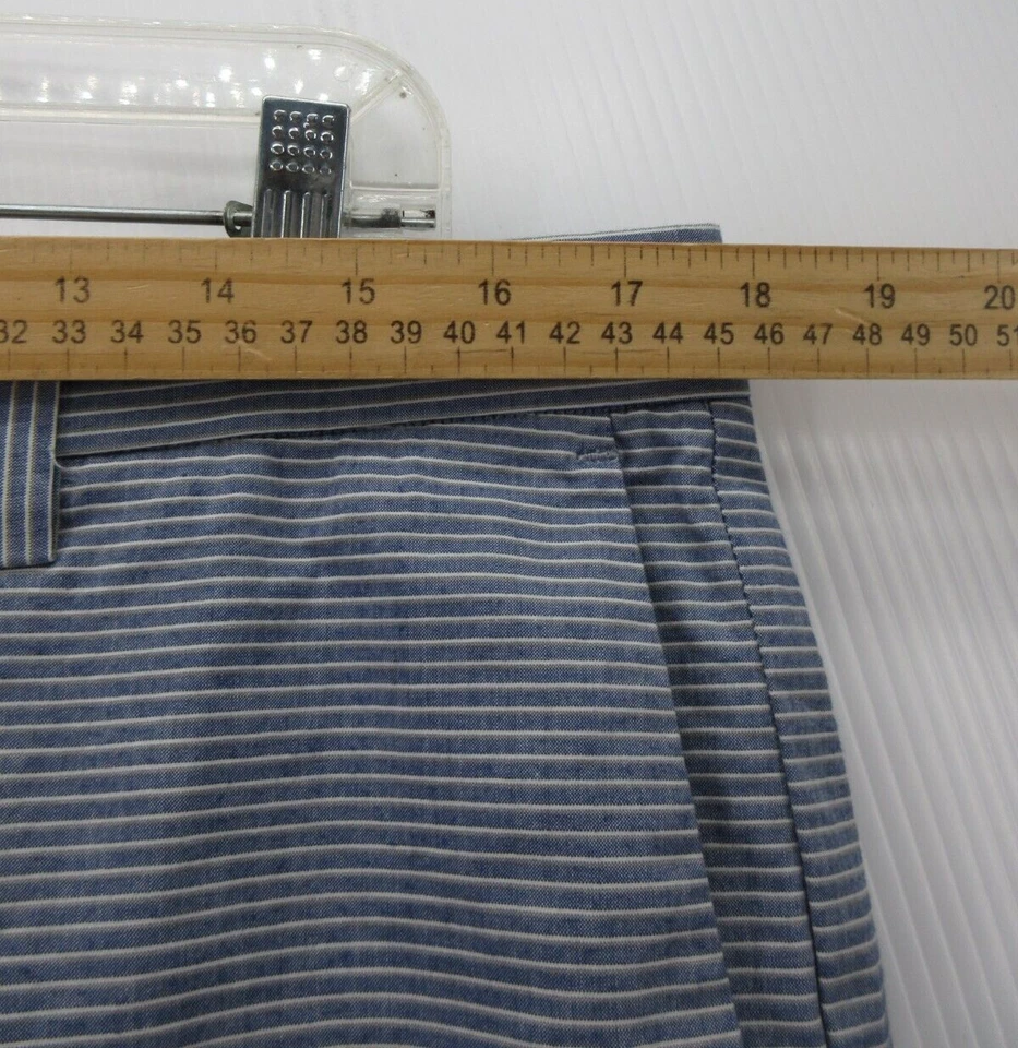 Shorts Theory Masculino 34 Azul Chino Golfe Oxford Listrado Preppy Casual Algodão Elástico - Imagem 3 de 4