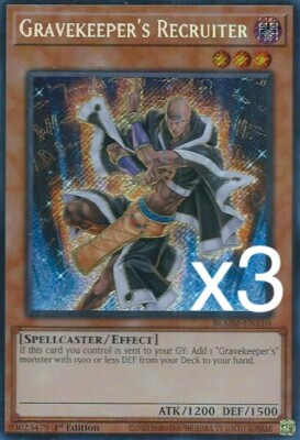3X Gravekeeper's Recruiter BLMM-EN110 1st Edition Secret Rare NM