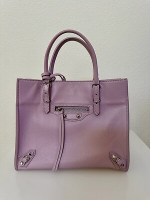 AUTHENTIC BALENCIAGA Lilac Leather Mini Papier A4 With Side Zip