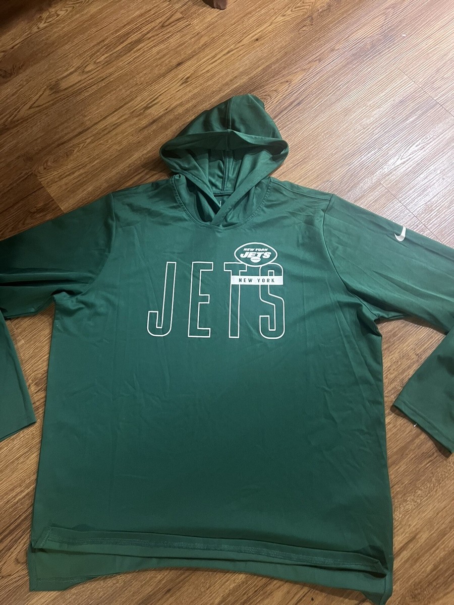 Nike New York Jets Hooded Shirt Mens XL Green Long Sleeve