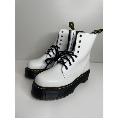 NWOT Dr. Martens‎ White Patent Leather Combat Boots Sz 6 platform lace up 1460 Women main image 4