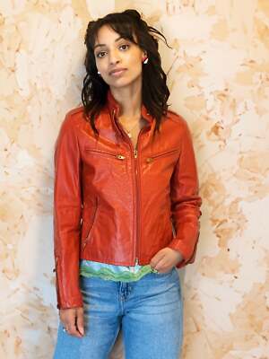 Rock n Roll Punk Rock Fire Engine Red Leather Jacket 1980s