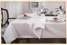NEW HOTEL PROVENCE TABLECLOTH 70 X 84 SOLID WHITE SEATS 6-8 PERSONS