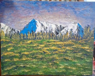 Big Sky Mnt., Acrylic Painting - 16x20 Hand Painted Artwork on Canvas