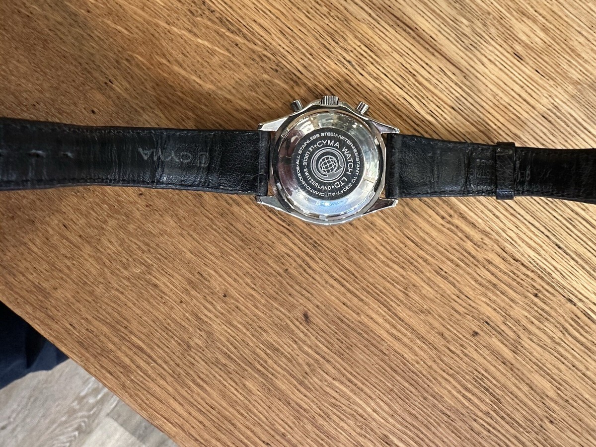 Vintage Mans Cyma Automatic Chronograph Wristwatch Valjoux