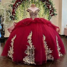 Luxury Ball Gown Quinceanera Dress Off Shoulder Applique Backless Birthday Gowns