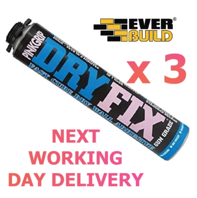 3 x Pink Grip Dryfix Adhesive Foam Everbuild
