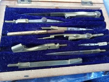 Antique Drawing Instrument Set Architect's Technical Drawing Box child size