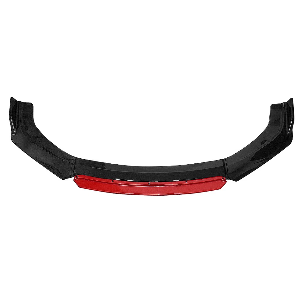 Glossy Black+Red Front Bumper Lip Splitter For 2013-15 9th Honda Civic Sedan SI - Image 3 of 4