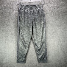 Adidas Joggers Youth Medium Gray Heather 3 Stripe Soccer Gym Fleece Stretch