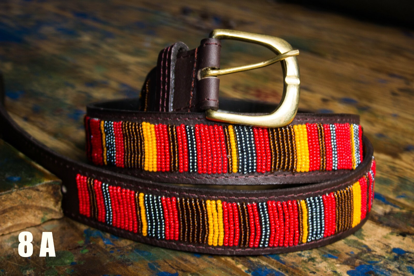 beaded leather belt