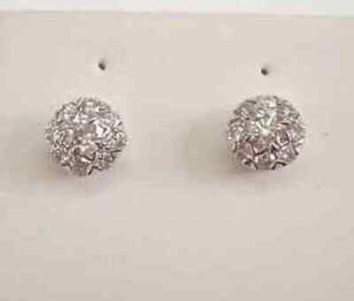1.20Ct Lab Created Diamond Flower Halo Stud Earrings 14K White Gold Finish