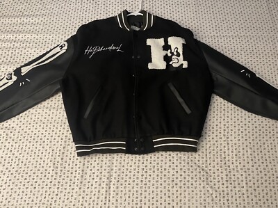 Harsh and Cruel Black Skeleton Woolen Varsity Jacket (Small)