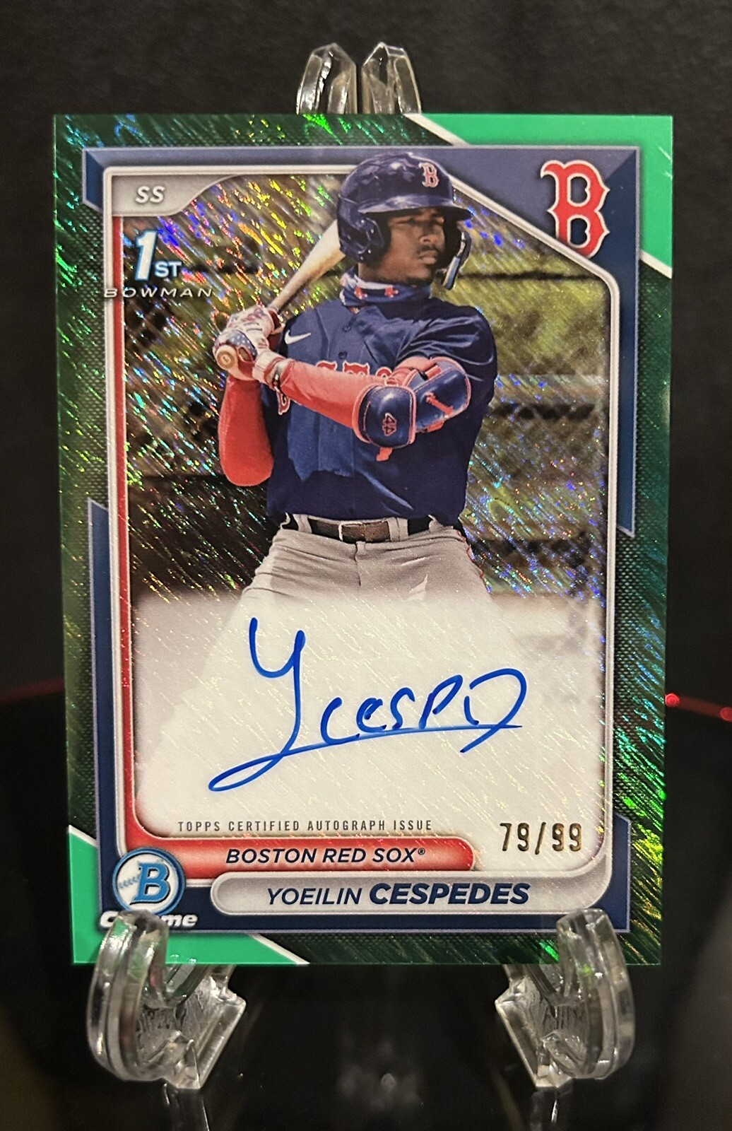 2024 Bowman Chrome YOEILIN CESPEDES 1ST BOWMAN GREEN SHIMMER AUTO 79/99