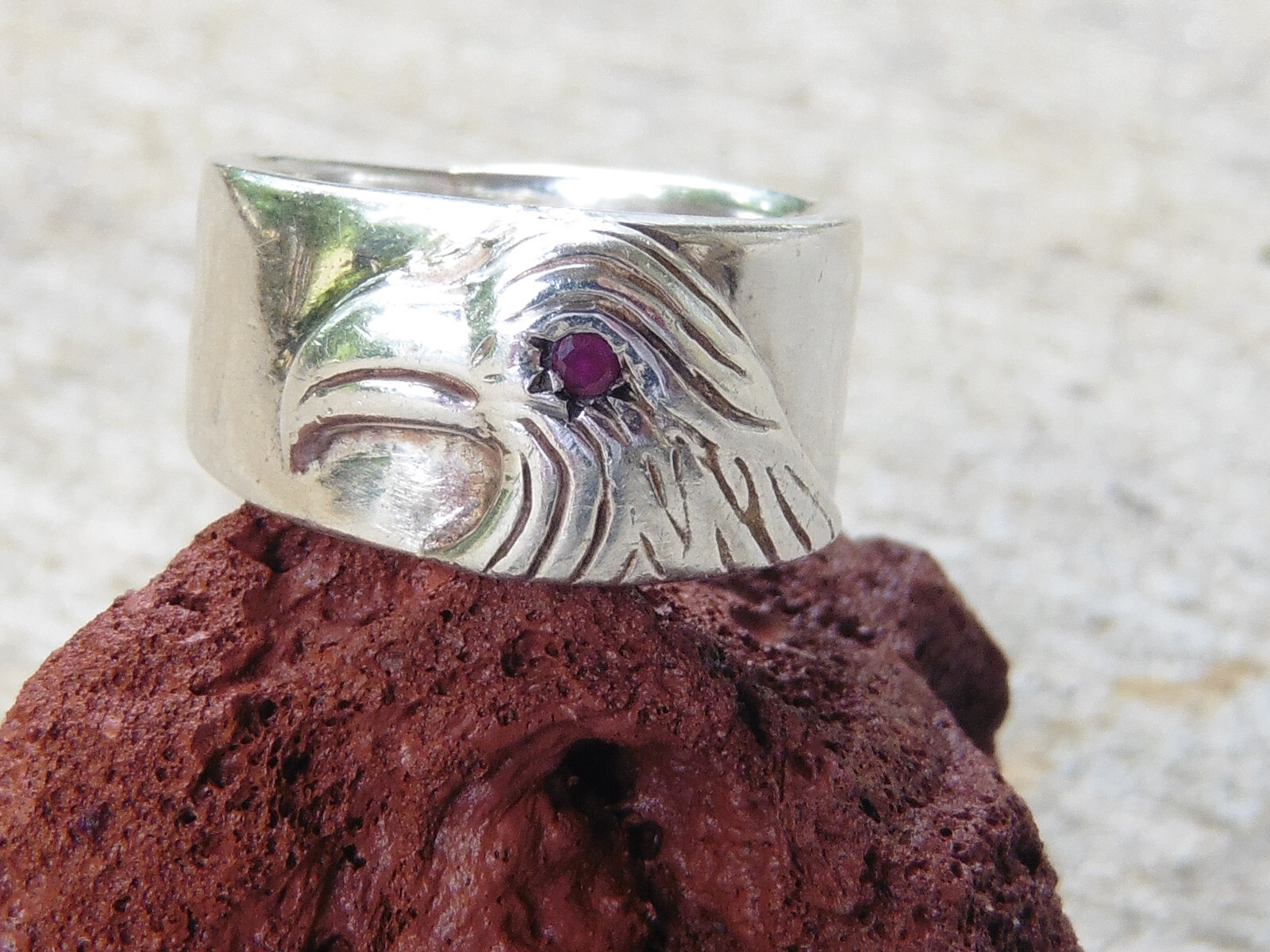 Sterling Silver 925 Eagle Head Ring - image 5